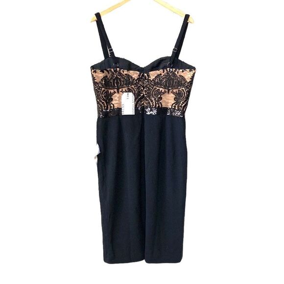 Dress the Population Black Sylvia Dress Sequinned Structured Bodice Cocktail XXL - Picture 4 of 15